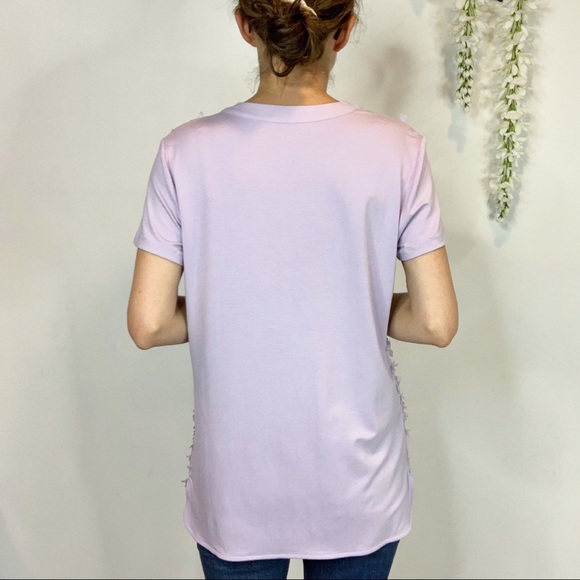 BADGLEY MISCHKA tunic top 3D floral appliqués lavender 2009 - Picture 3 of 9